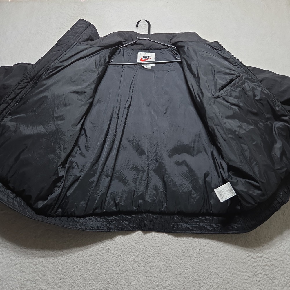 Vintage 90s Nike Puffer Jacket Black Embroidered Logo Mens Size Large Spell Out - Picture 5 of 9